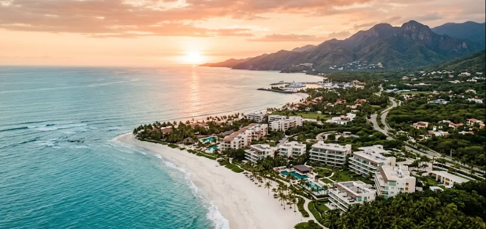 Why Invest in Bahia de Banderas Mexico 2026 - Aerial view of Riviera Nayarit coastline